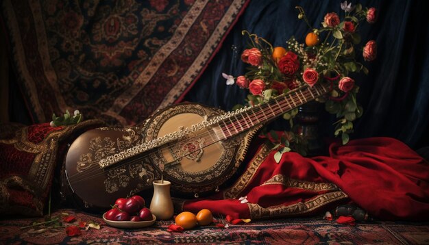 Photo a traditional pakistani musical instrument such as a sitar or tabla