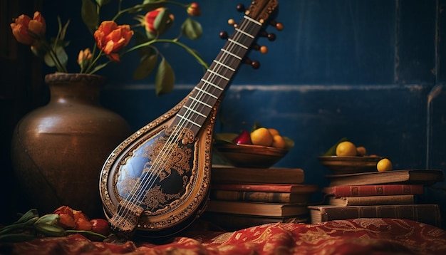 Photo a traditional pakistani musical instrument such as a sitar or tabla