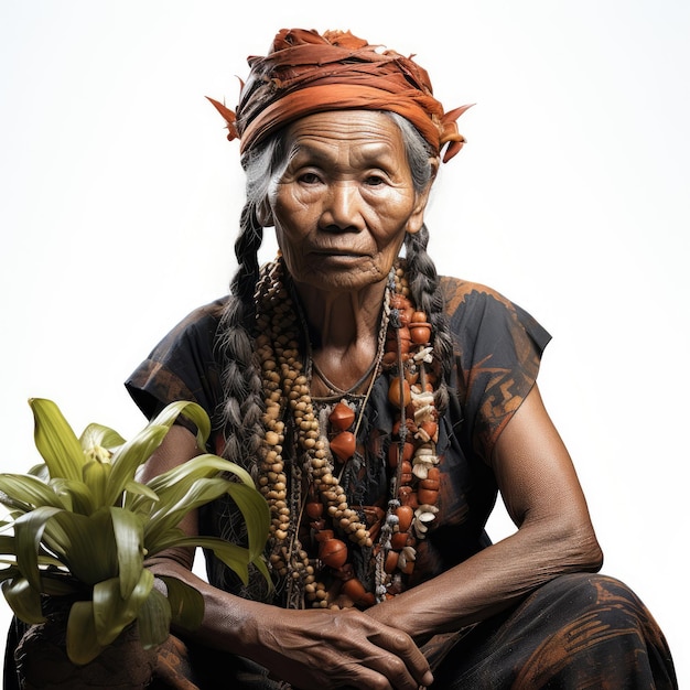 Traditional Palauan Woman in Studio Shot