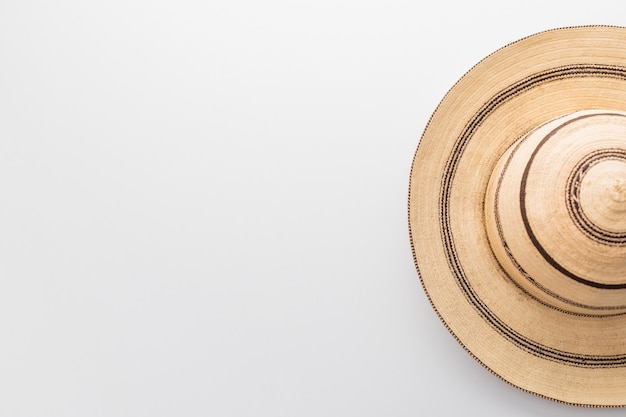 Traditional panama hat on a white table