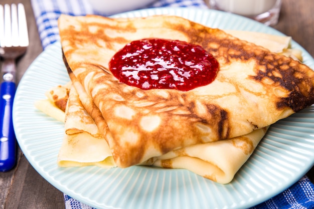 Traditional pancake on plate