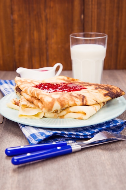 Traditional pancake on plate