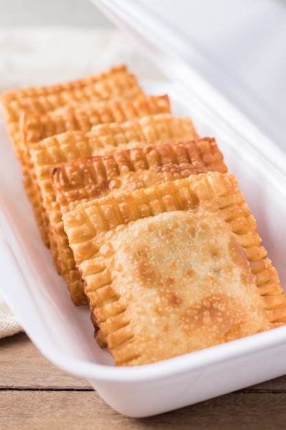 Traditional pastry called pastel of soy meat