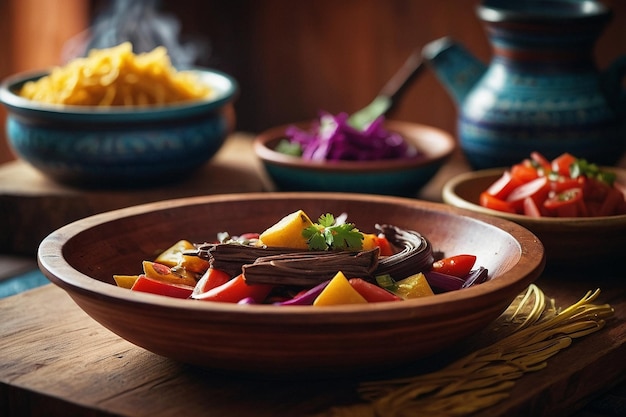 Photo traditional peruvian kitchenware for lomo saltado