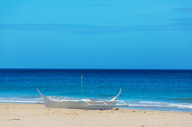 Traditional philippino boat in the sea, palawan island, philippines