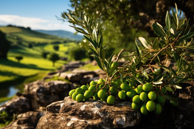 Traditional plantation of olive trees grove Spanish nature landscape Generative AI