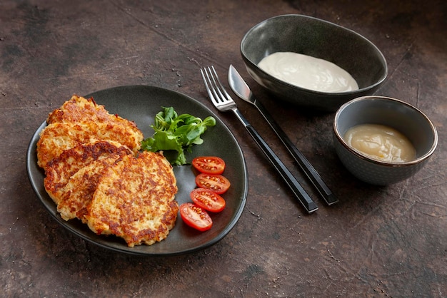 사진 전통적인 감자 팬케이크 levivot latkes for hanukkah 유대인 휴일