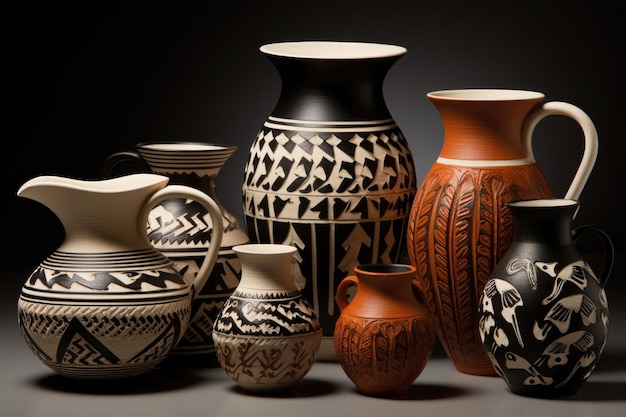 Traditional pottery with cultural patterns and motifs