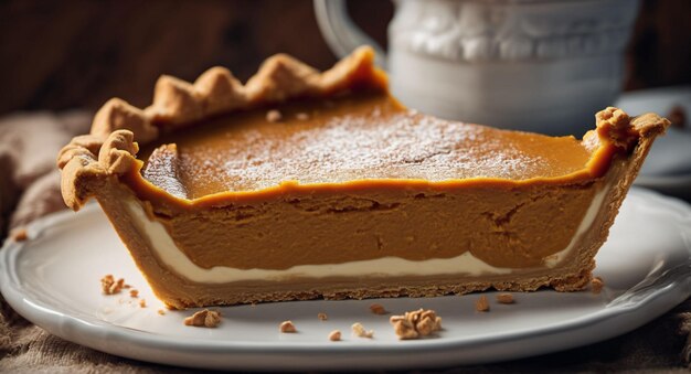 Traditional pumpkin pie closeup Generated with AI