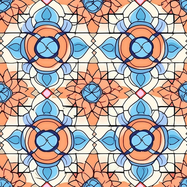 Traditional Punjabi Pakistani rose motifs seamless pattern AI Generated