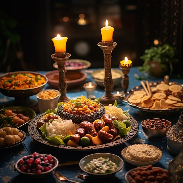 Photo traditional ramadan table feast