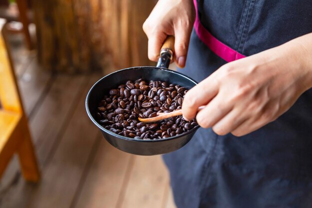 Traditional roasting of coffee