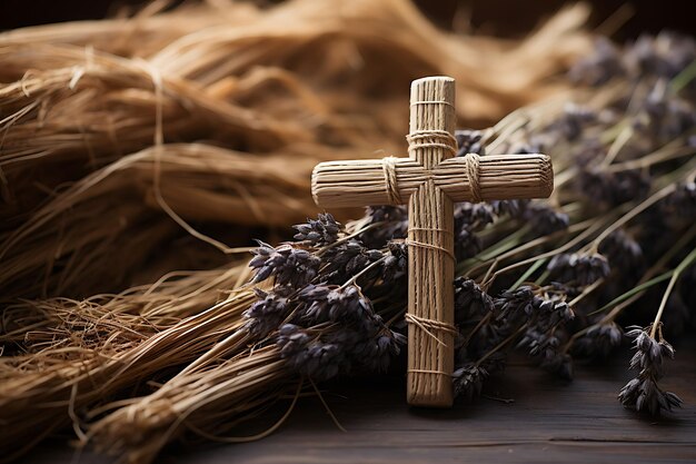 Traditional Sacred Cross Made of Polished Wood and Embellish Cross Palm Sunday Photo Christian Art