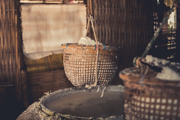 Traditional salt making at boklua district, nan province