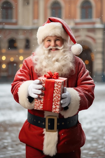 Traditional Santa Claus handing out presents AI Generated