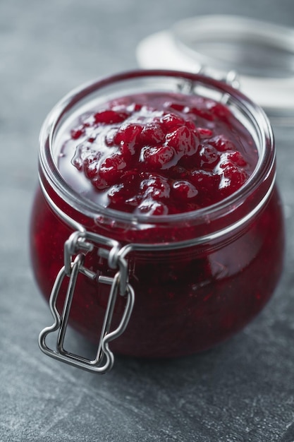 Traditional scandinavian jam with cowberry and juniper