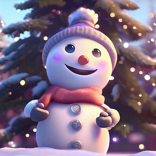 Traditional snowman in christmas scenery