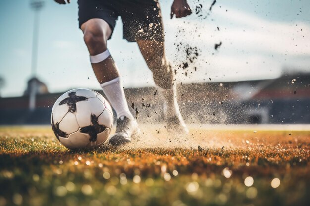 Foto gioco tradizionale di calcio con una palla di pelle