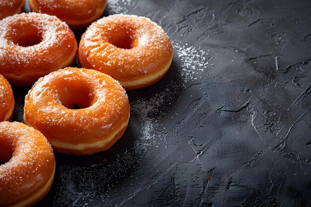 Photo traditional spanish cuisine rosquillas on a black background viewed from the top concept spanish cuisine rosquillas black background top view traditional food