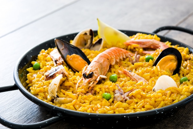 Traditional spanish seafood paella