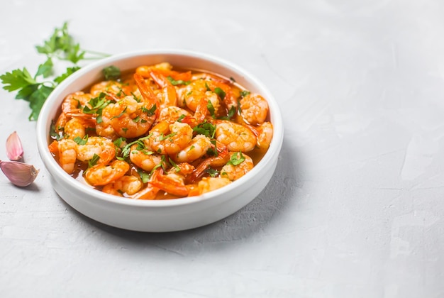 Traditional spanish shrimp with garlic and parsley