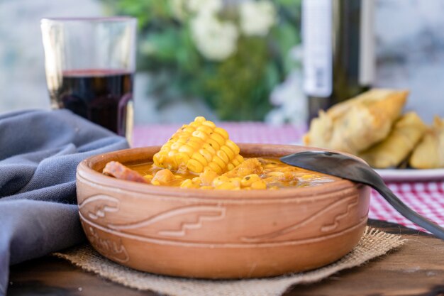 Traditional stew from the north of Argentina the locro is made based on corn meat and pumpkin