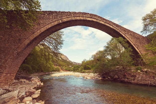 Traditional stone bridge in Greece