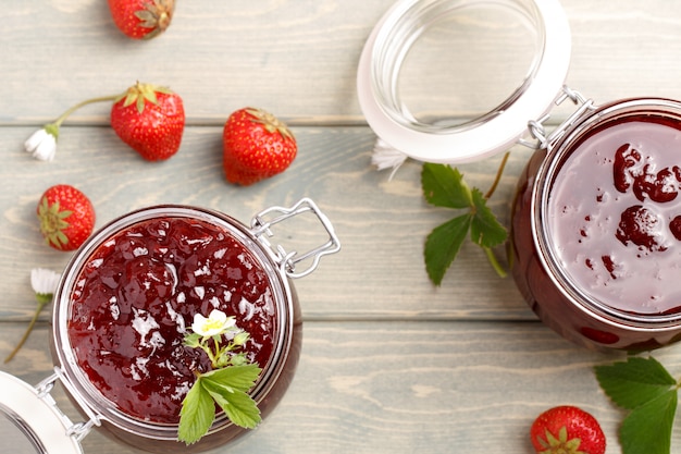 Traditional strawberry homemade jam.