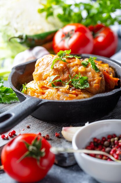 Traditional stuffed cabbage with minced meat