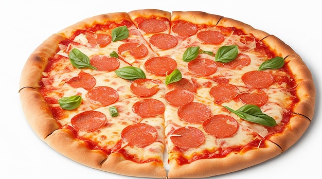 白い背景で隔離の伝統的な最高のピザ