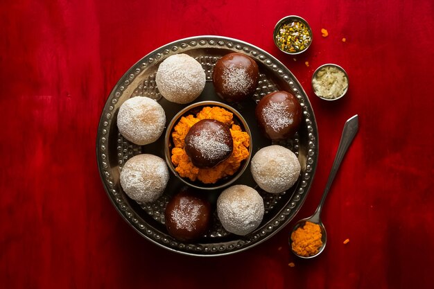 Traditional sweet dessert laddu on a plate