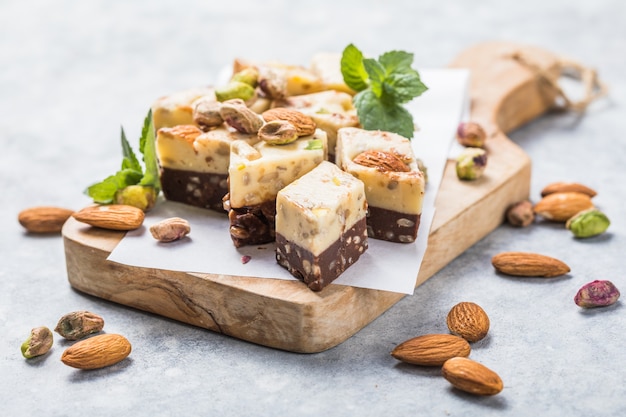 traditional sweet oriental Turkish halva or halvah dessert