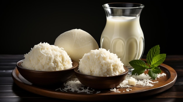 Traditional sweet rasumalai in a bowl made by pure cow milk isolated on white background