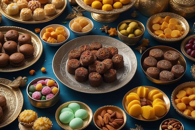 Traditional Sweets on the delectable treats associated with Eid ul Fitr Islamic Halal food on Iftar