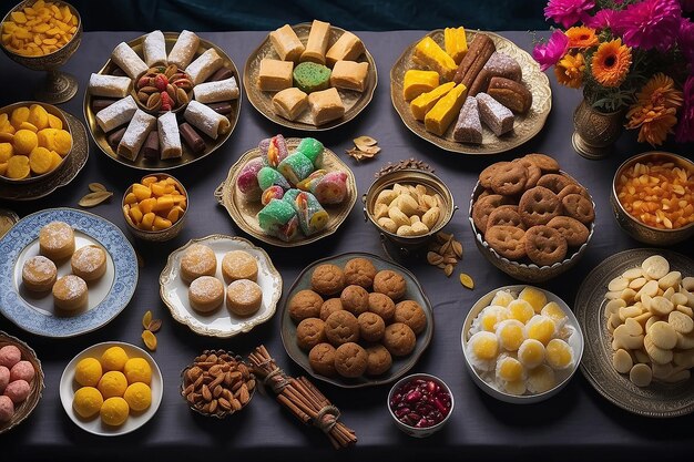 Traditional Sweets on the delectable treats associated with Eid ul Fitr Islamic Halal food on Iftar