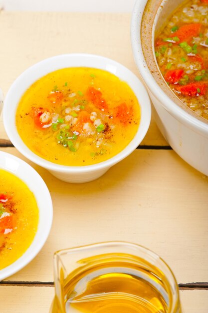 Traditional syrian barley broth soup aleppo style called talbina or tirbiyali typical food after ramadan