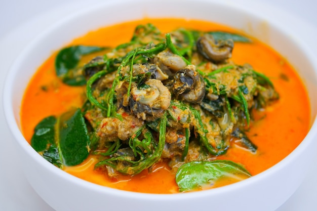 Traditional thai food, thai curry with river snail