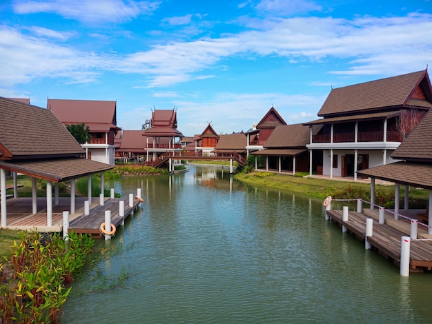 Traditional Thai Style house with cloud 