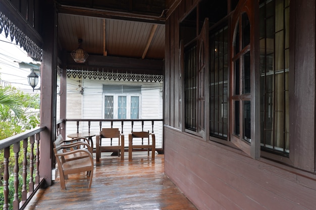 Traditional Thai style wooden terrace