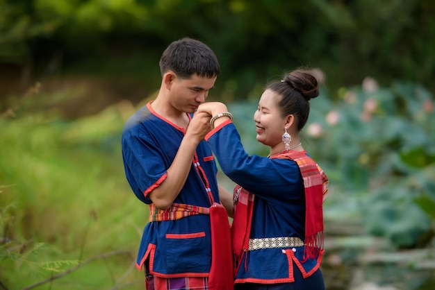 Traditional Thai wedding in forest xA