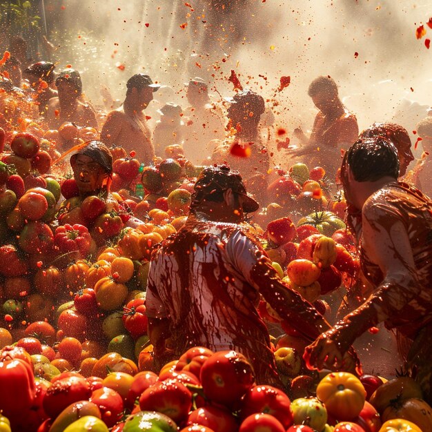 사진 부올 의 전통 토마토 싸움 축제 - 재미 있고 망진창 한 행사