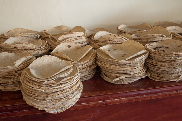 Traditional tortillas waiting for being tacos