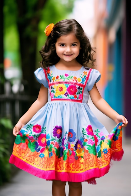 Traditional Trendy Charm Little Girl's Hispanic Celebration Outfit