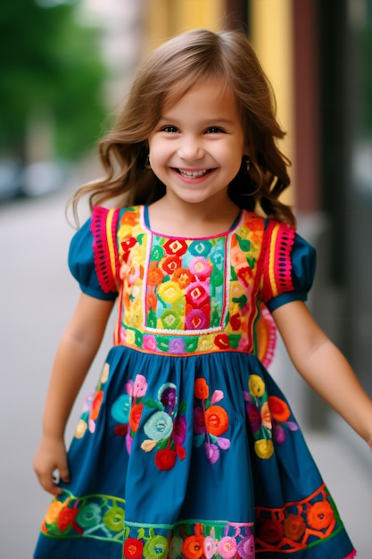 Традиционный модный очаровательный латиноамериканский праздничный наряд для маленькой девочки
