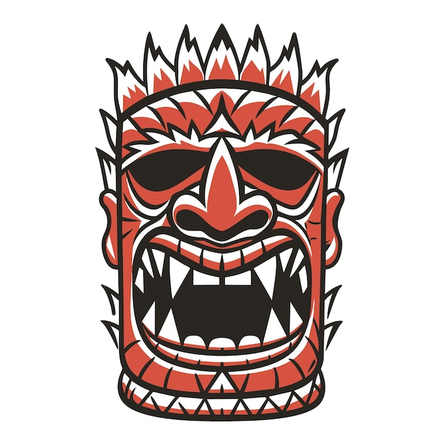 Foto maschera tiki tradizionale polinesiana tribale che rappresenta la vibrante ed esotica cultura hawaiana