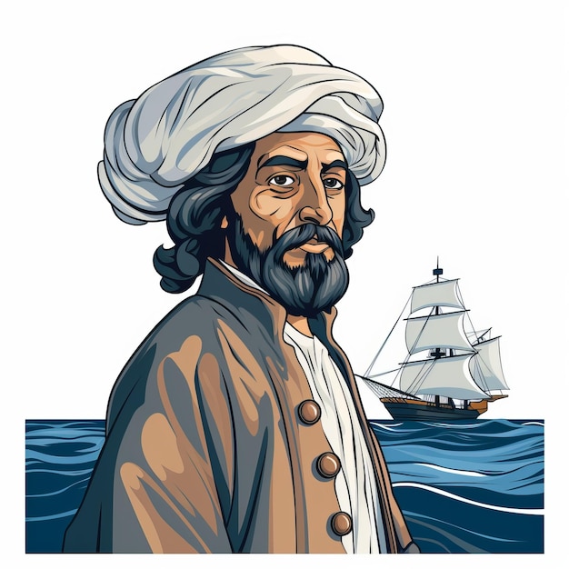 Traditional Turbaned Shipman In Bold Graphic Style