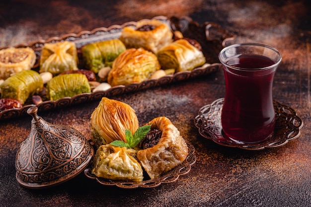 伝統的なトルコのアラビア菓子バクラヴァ