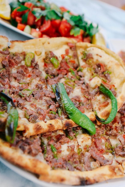 Traditional turkish baked dish pide Turkish pizza pide Middle eastern appetizers Turkish cuisine