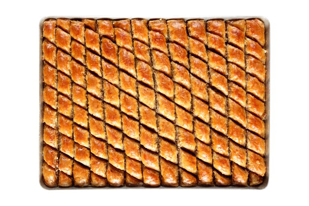 Photo traditional turkish baklava on the tray turkish dessert