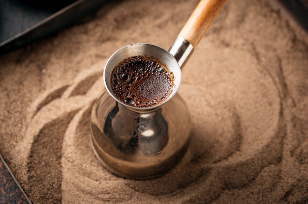 Traditional turkish coffee in cezve